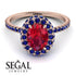 Oval Ruby Halo Hidden Sapphires Ring - Amy No. 71 image 10