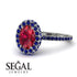 Oval Ruby Halo Hidden Sapphires Ring - Amy No. 72 image 3