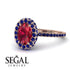 Oval Ruby Halo Hidden Sapphires Ring - Amy No. 71 image 3