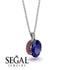 Oval Sapphire Hidden Halo Necklace - Gemma No. 60 image 2