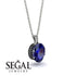 Oval Sapphire Hidden Halo Necklace - Gemma No. 45 image 2