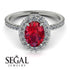 Oval Ruby Halo Hidden Diamond Ring - Amy No. 12 image 10