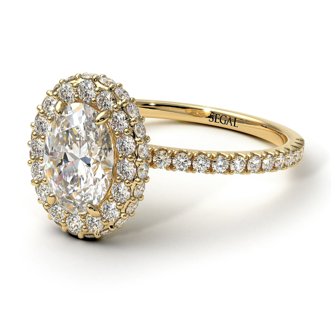 Oval Diamond Halo Hidden Diamonds Ring - Amy No. 1