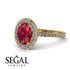 Oval Ruby Halo Hidden Diamond Ring - Amy No. 10 image 3