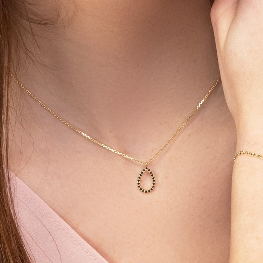 Pear Black Diamond Necklace - Amina No. 7