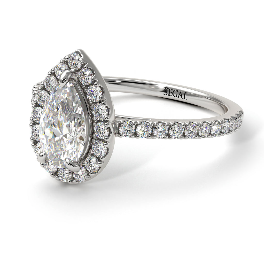 Pear Shaped Halo Diamond Ring - Janet No. 3