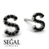 Personalised Initial Black Diamond Earrings - Gloria No. 9 image 2