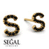 Personalised Initial Black Diamond Earrings - Gloria No. 7 image 2