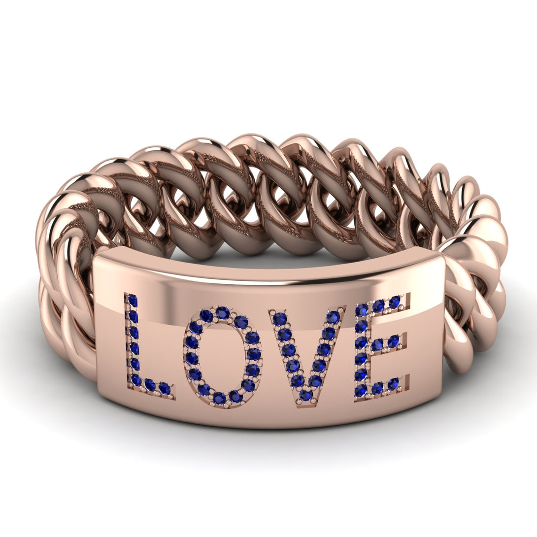 Personalized Sapphire Chain Ring - Lucia No. 14