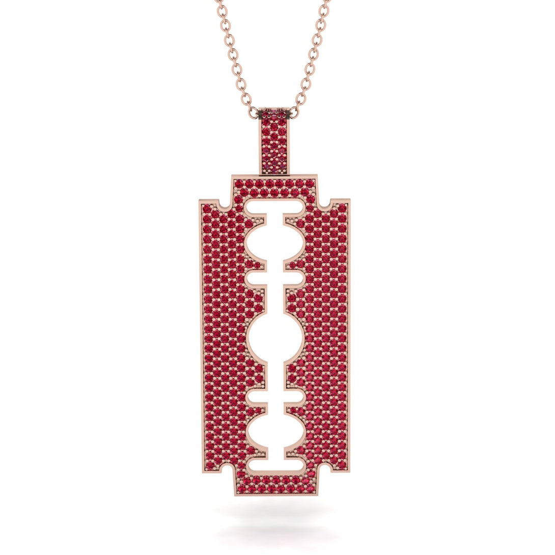 Razor Blade Men Ruby Pendant - Eric No. 11