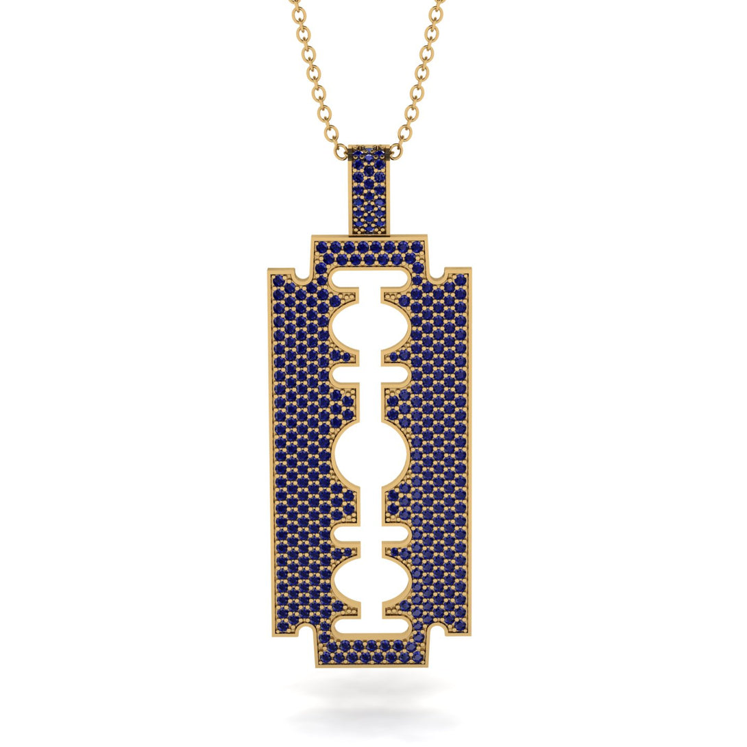 Razor Blade Men Sapphire Pendant - Eric No. 13