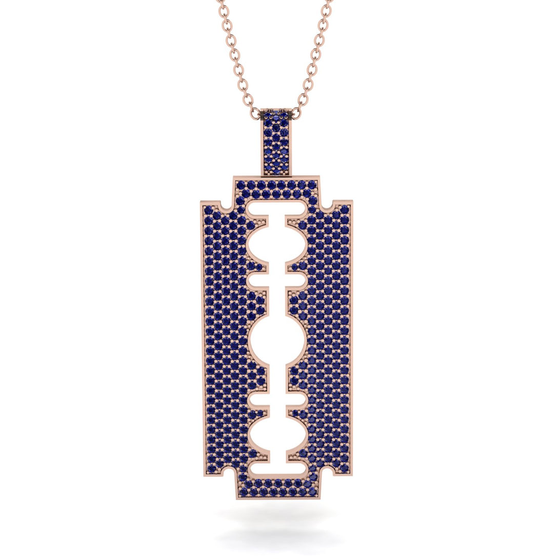 Razor Blade Men Sapphire Pendant - Eric No. 14