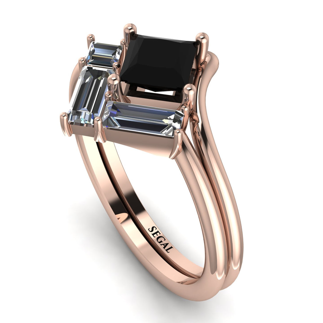 Stacking Princess Black Diamond Ring - Elise No. 8
