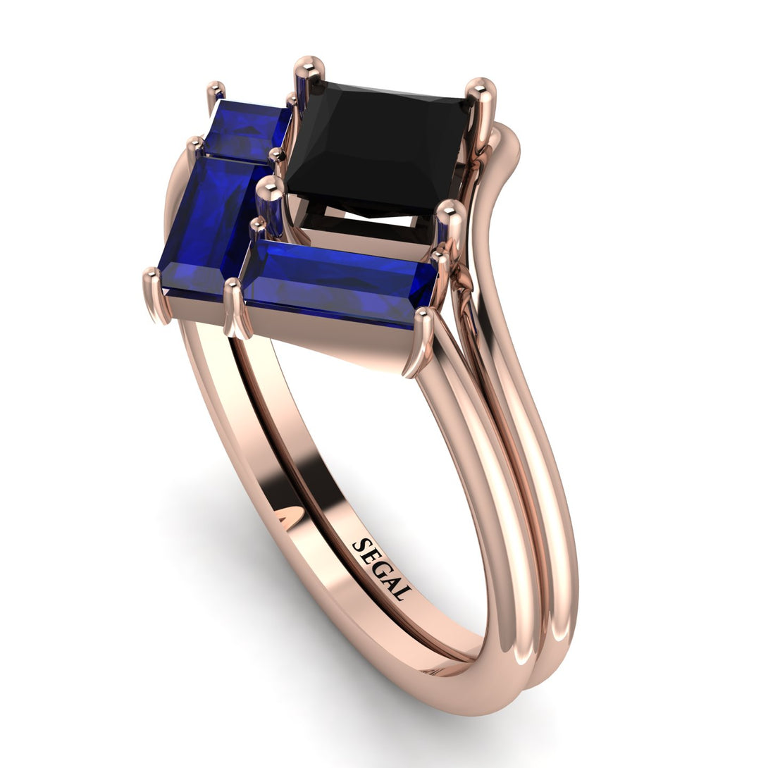 Stacking Princess Black Diamond Ring - Elise No. 68
