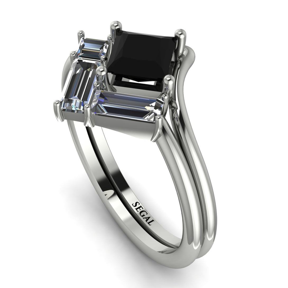 Stacking Princess Black Diamond Ring - Elise No. 9