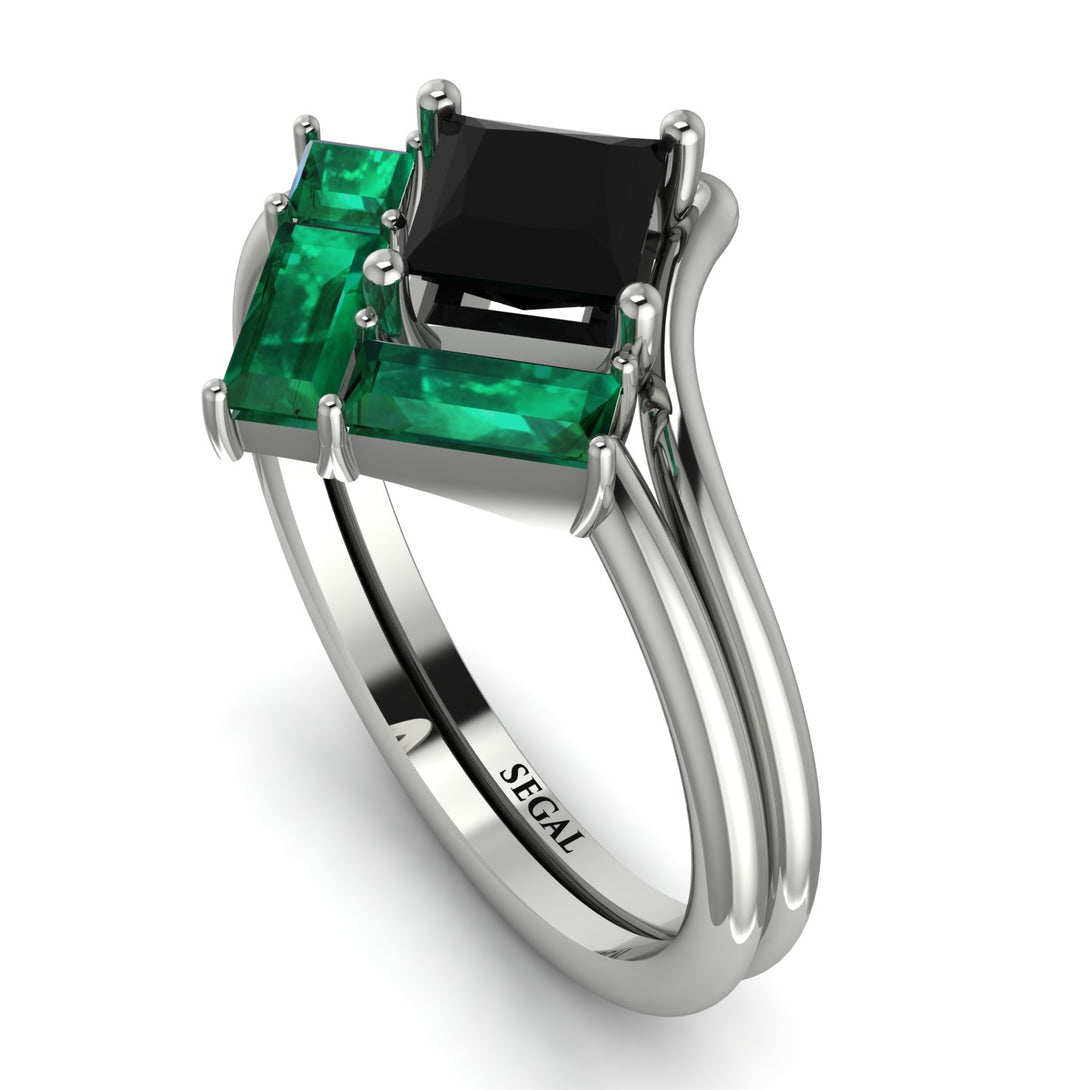Stacking Princess Black Diamond Ring - Elise No. 24