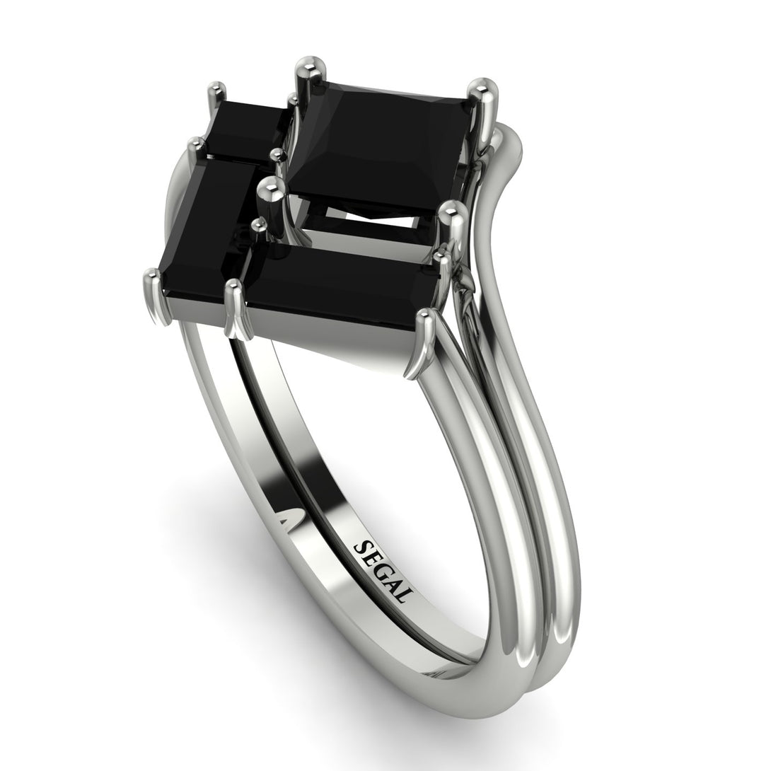 Stacking Princess Black Diamond Ring - Elise No. 39