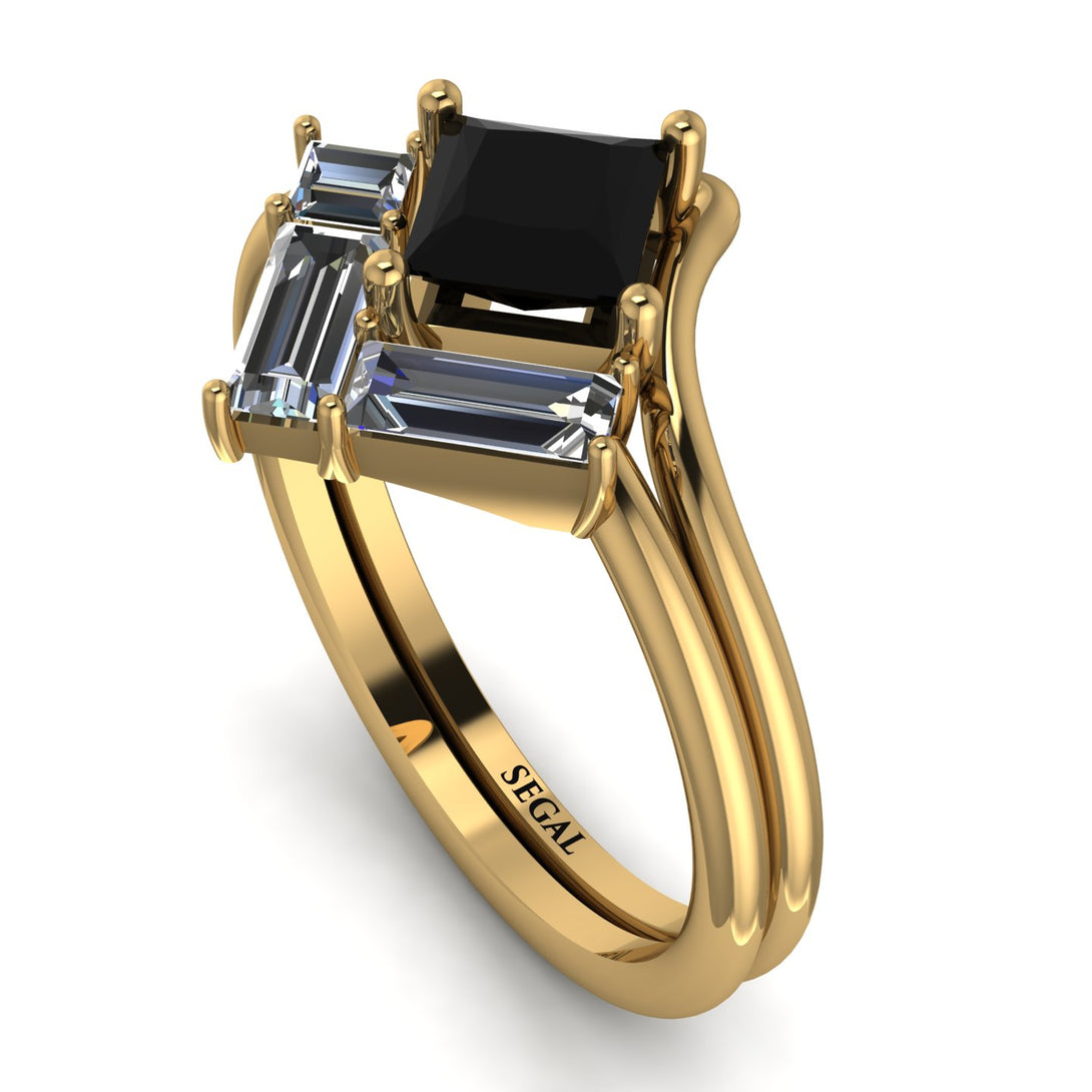 Stacking Princess Black Diamond Ring - Elise No. 7