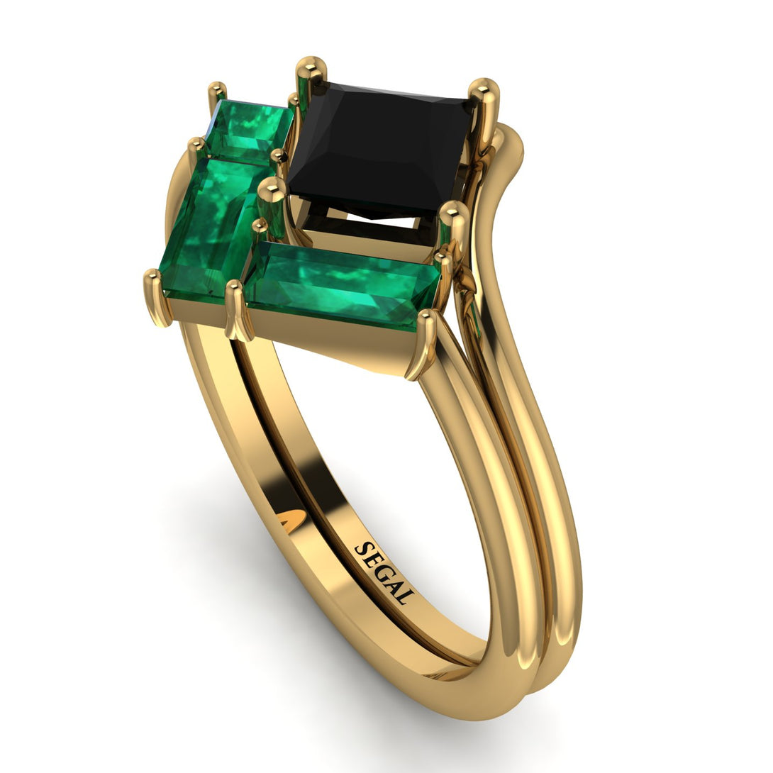Stacking Princess Black Diamond Ring - Elise No. 22