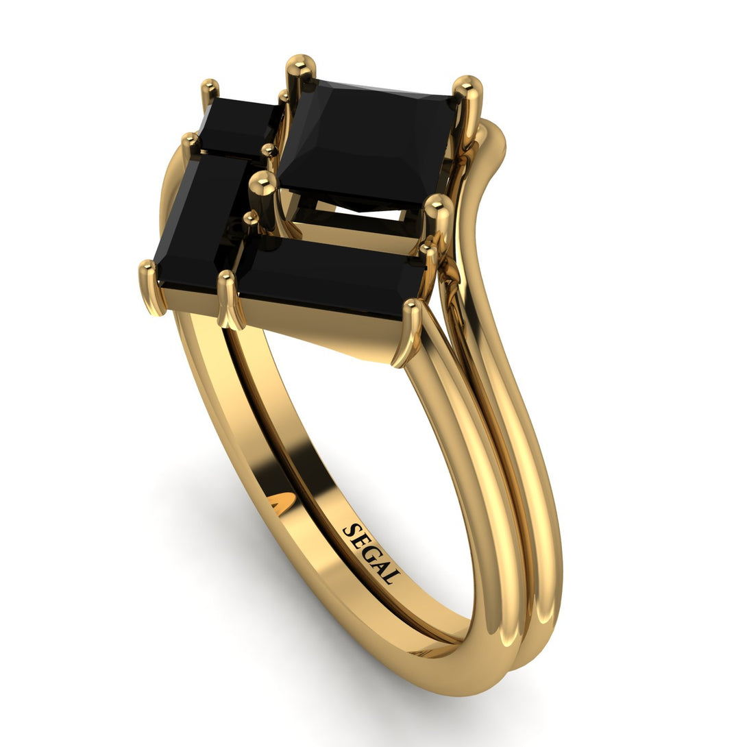 Stacking Princess Black Diamond Ring - Elise No. 37