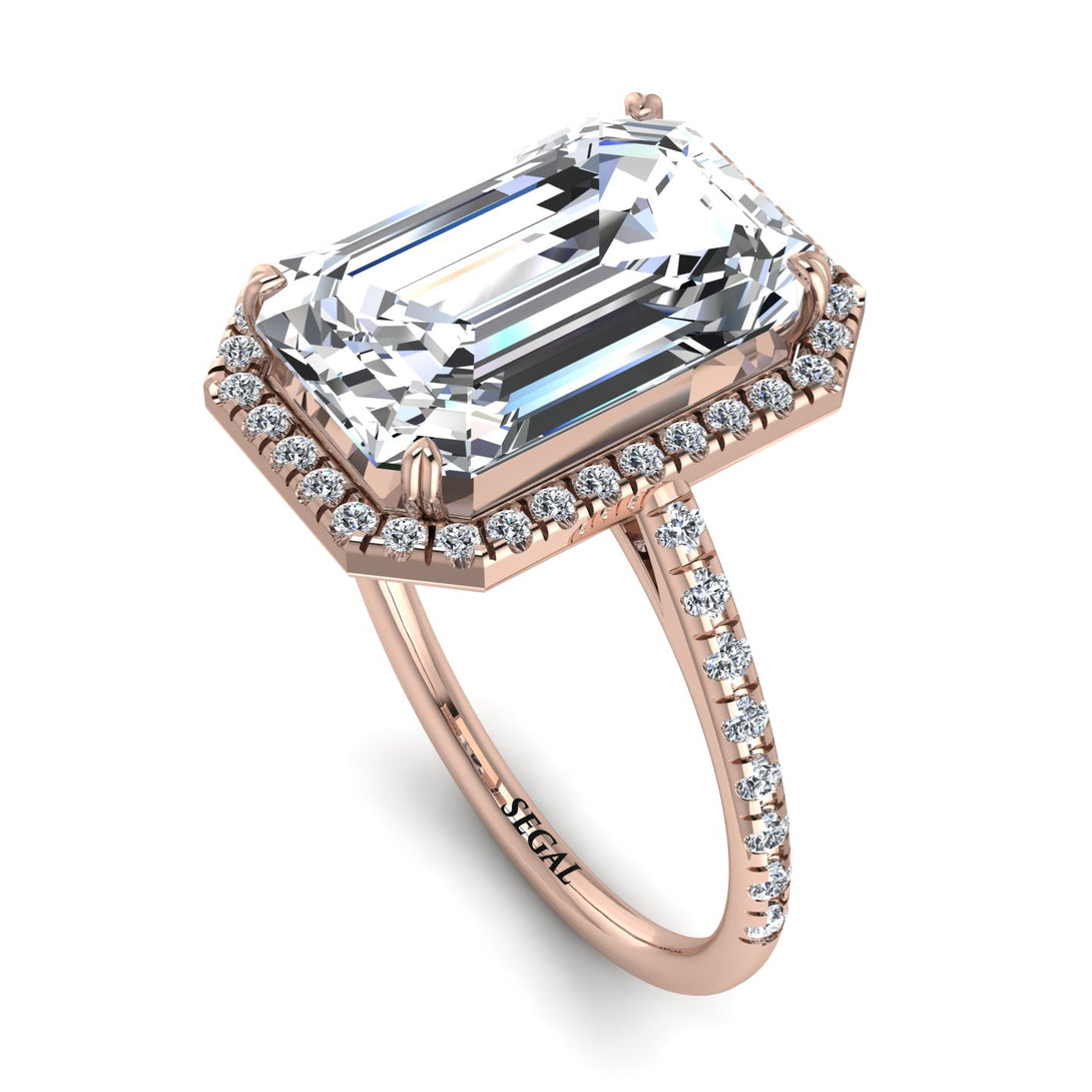 Emerald Cut Diamond Pave Engagement Ring - Nancy No. 2