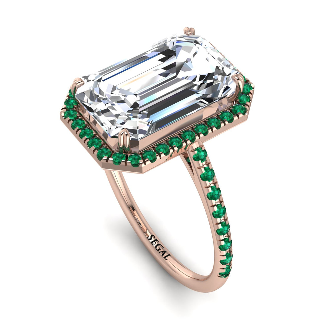 Emerald Cut Diamond Pave Engagement Ring - Nancy No. 17