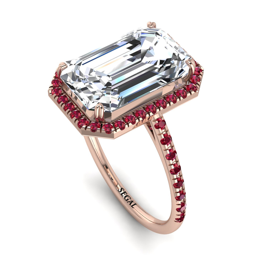 Emerald Cut Diamond Pave Engagement Ring - Nancy No. 47