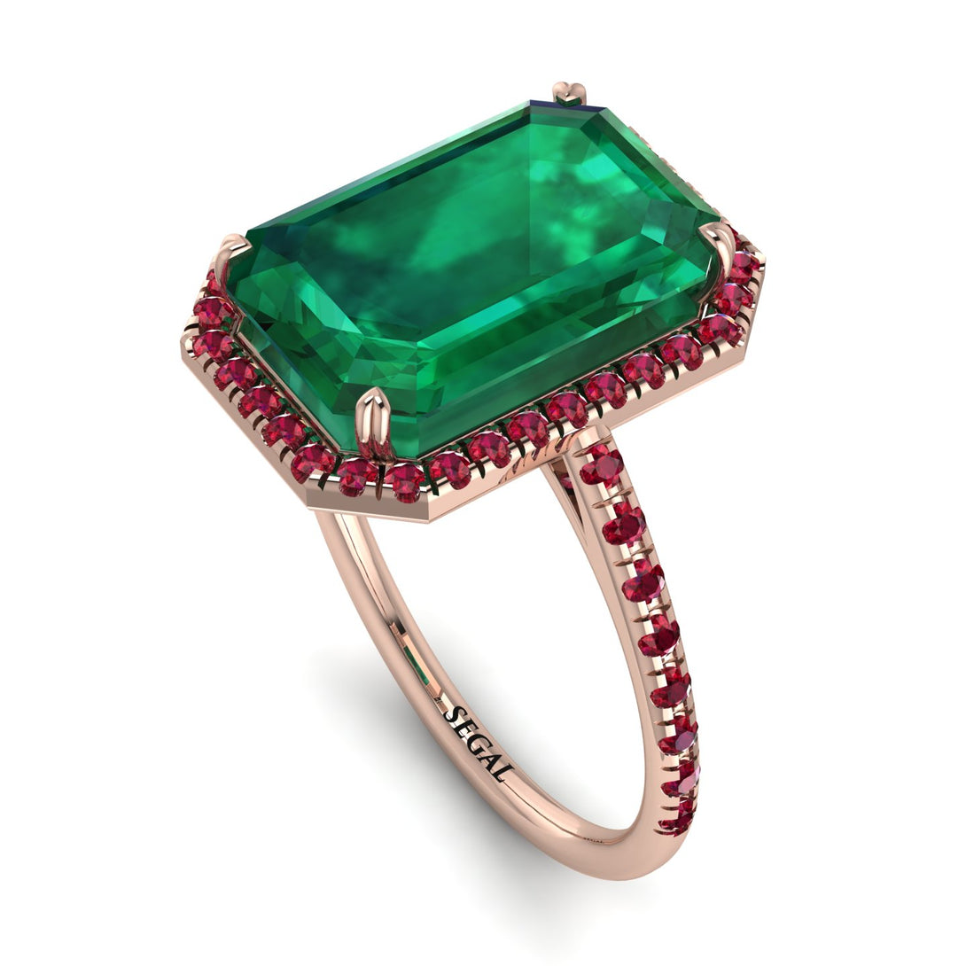 Emerald Cut Emerald Pave Engagement Ring - Nancy No. 50