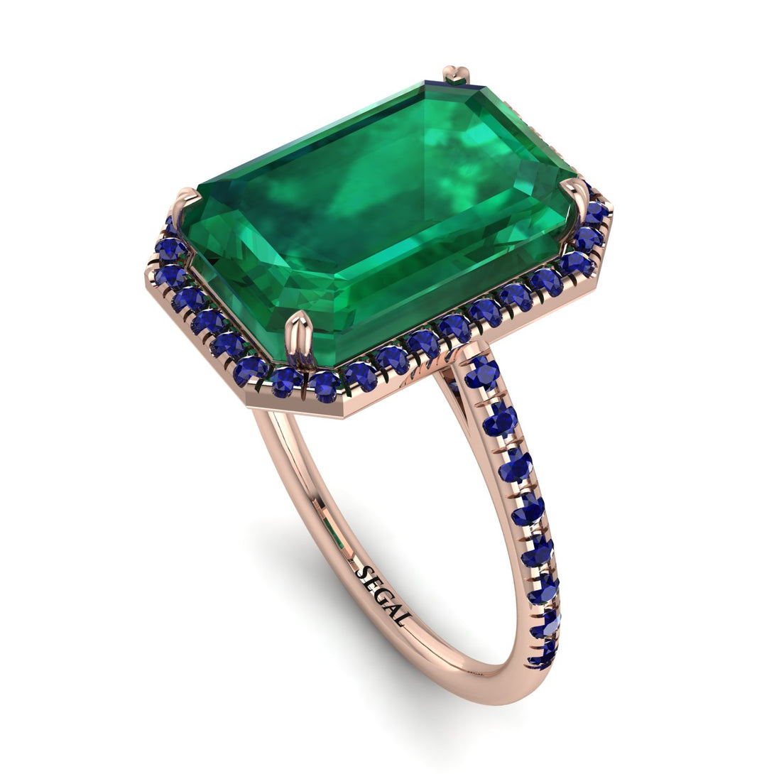 Emerald Cut Emerald Pave Engagement Ring - Nancy No. 65