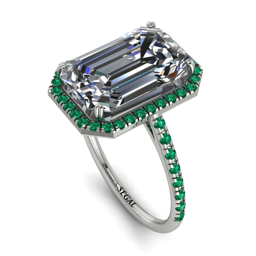 Emerald Cut Diamond Pave Engagement Ring - Nancy No. 18