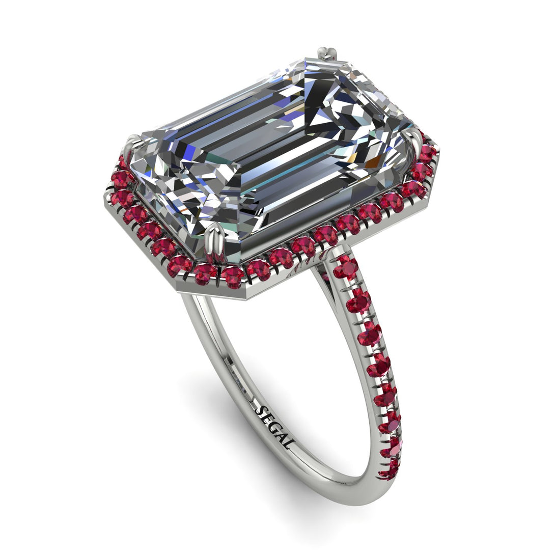 Emerald Cut Diamond Pave Engagement Ring - Nancy No. 48
