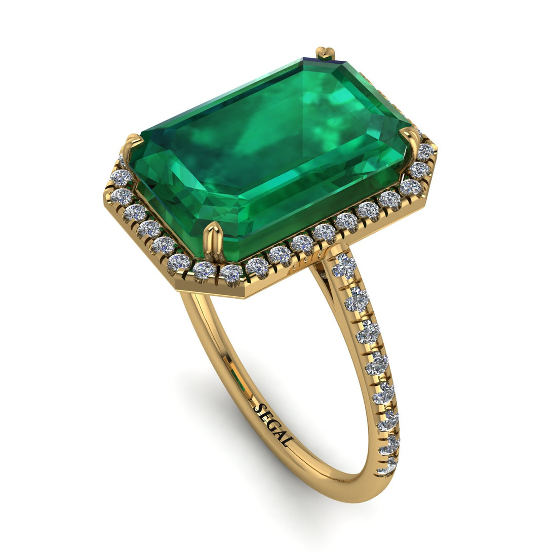 Emerald Cut Emerald Pave Engagement Ring - Nancy No. 4