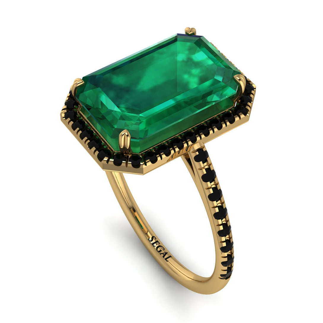Emerald Cut Emerald Pave Engagement Ring - Nancy No. 34