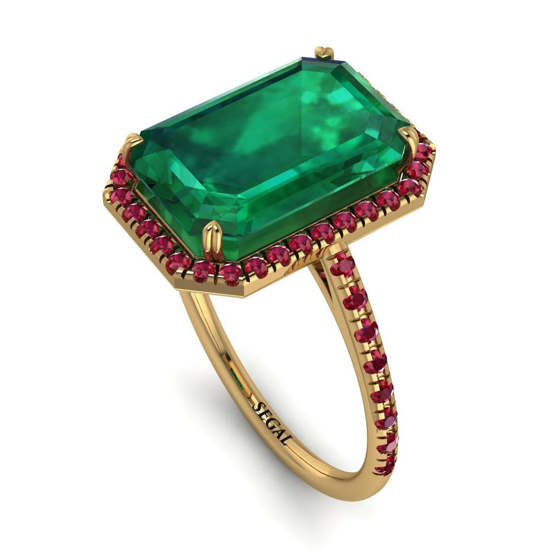 Emerald Cut Emerald Pave Engagement Ring - Nancy No. 49