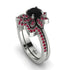 Round Black Diamond Flower Bridal Set - Michelle No. 54 image 1