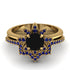 Round Black Diamond Flower Bridal Set - Michelle No. 67 image 2