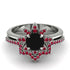 Round Black Diamond Flower Bridal Set - Michelle No. 54 image 2