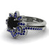 Round Black Diamond Flower Bridal Set - Michelle No. 69 image 3