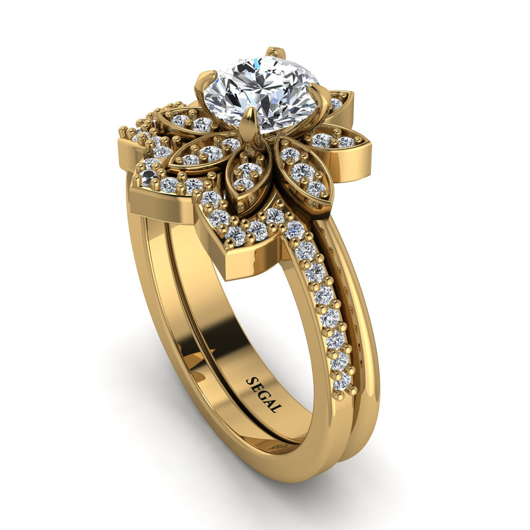 Round Diamond Flower Bridal Set - Michelle No. 1