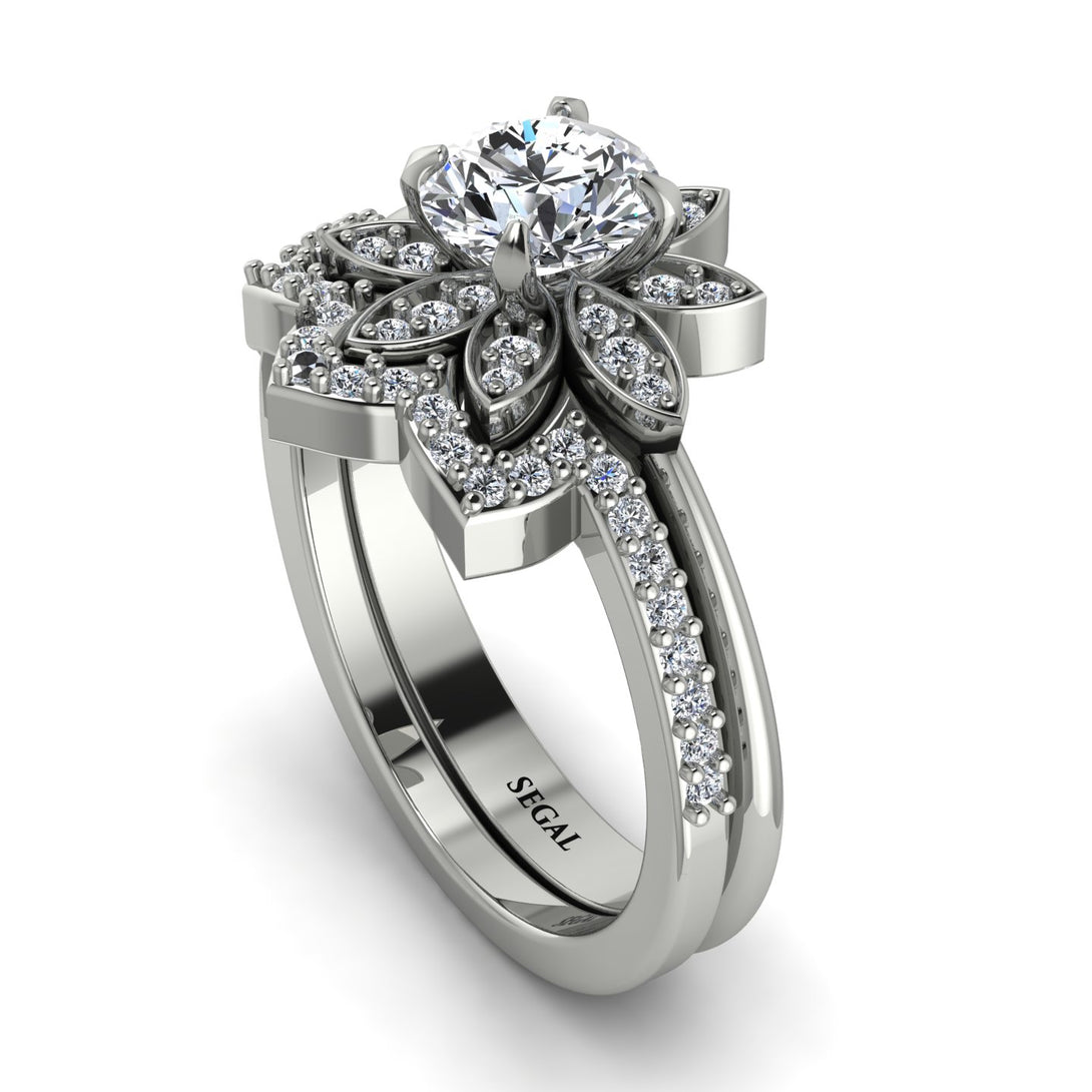Round Diamond Flower Bridal Set - Michelle No. 3