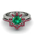 Round Emerald Flower Bridal Set - Michelle No. 51 image 2