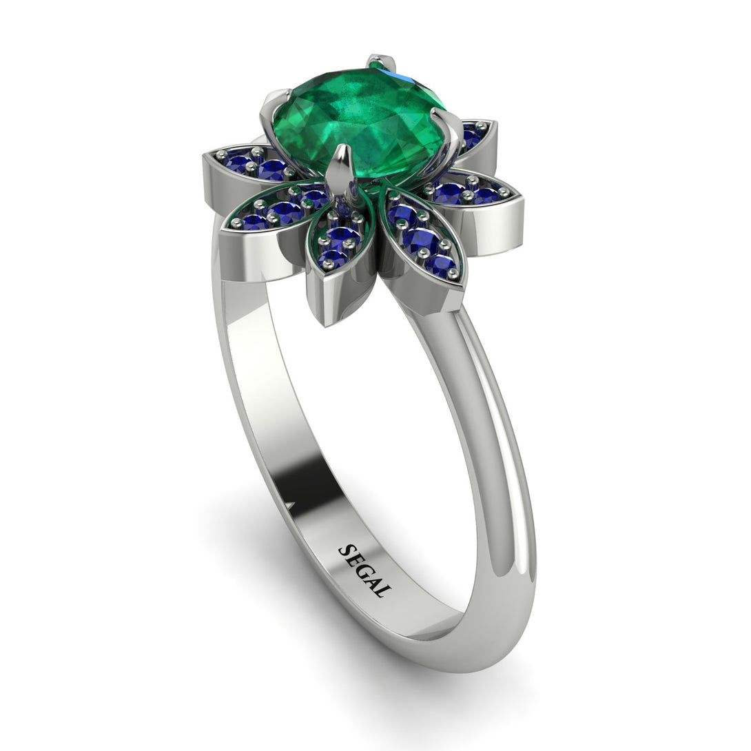 Round Emerald Flower Ring - Michelle No. 66