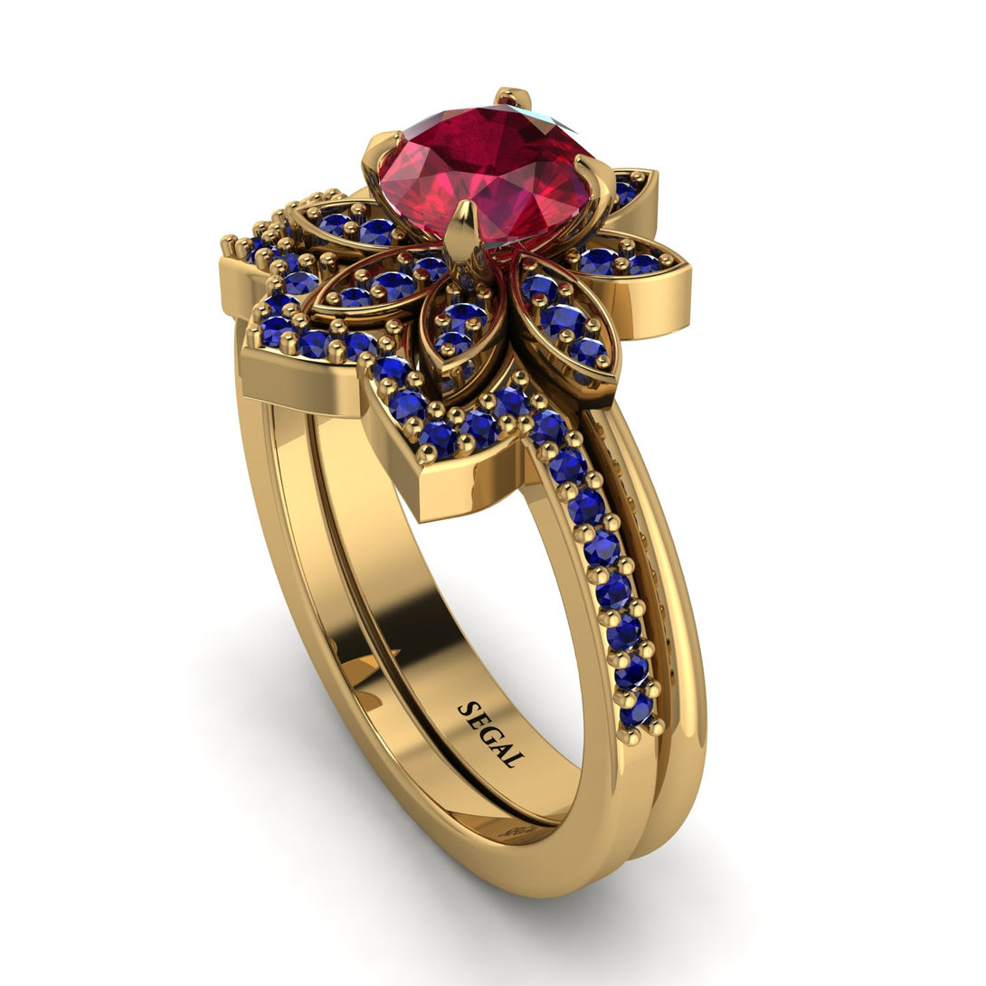 Round Ruby Flower Bridal Set - Michelle No. 70