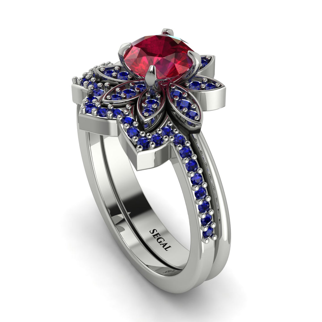 Round Ruby Flower Bridal Set - Michelle No. 72