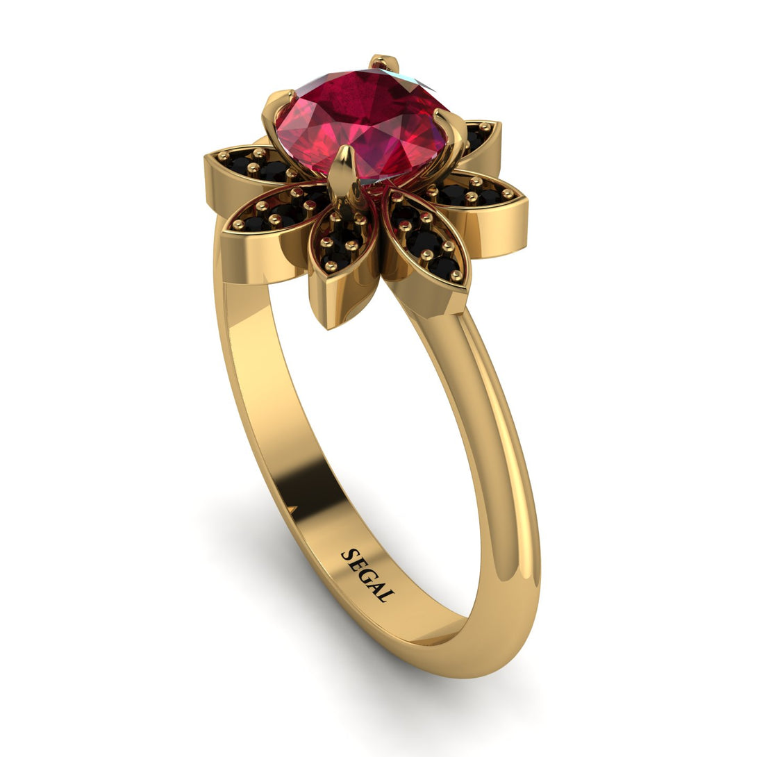 Round Ruby Flower Ring - Michelle No. 40