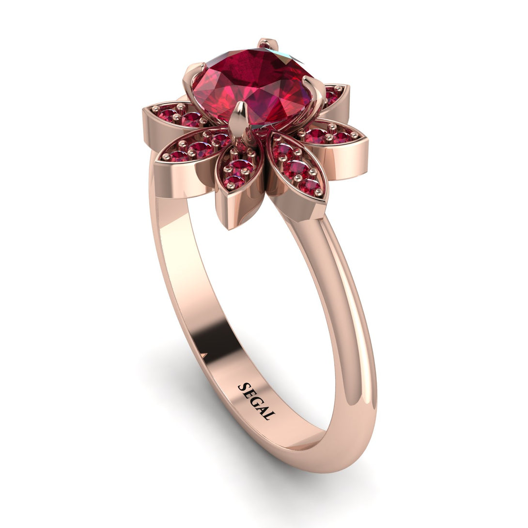 Round Ruby Flower Ring - Michelle No. 56