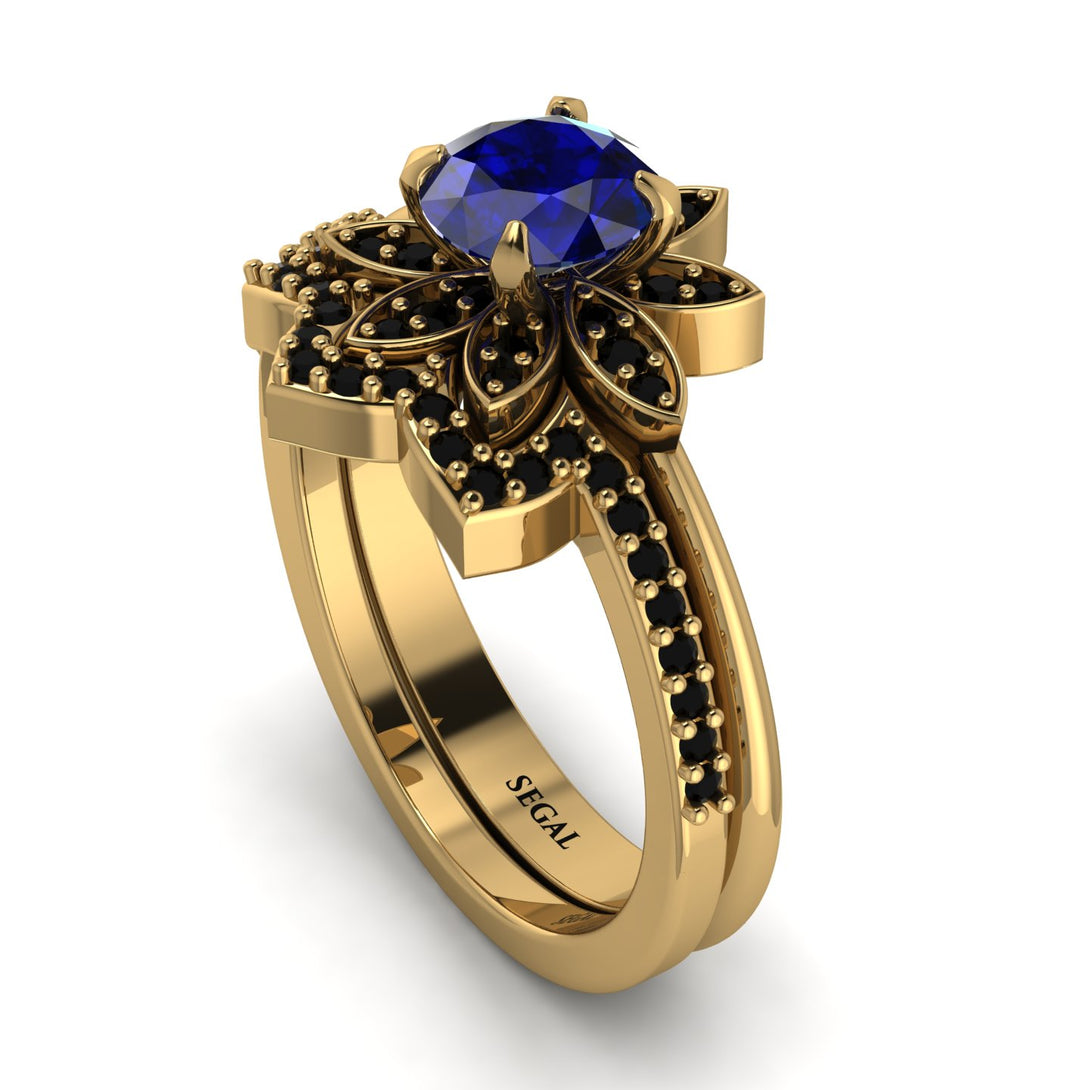 Round Sapphire Flower Bridal Set - Michelle No. 43