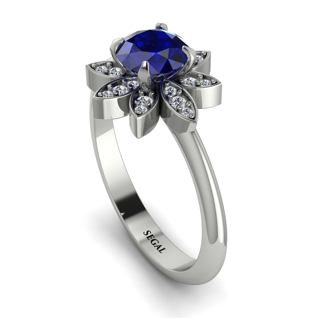 Round Sapphire Flower Ring - Michelle No. 15