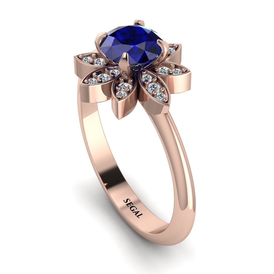 Round Sapphire Flower Ring - Michelle No. 14