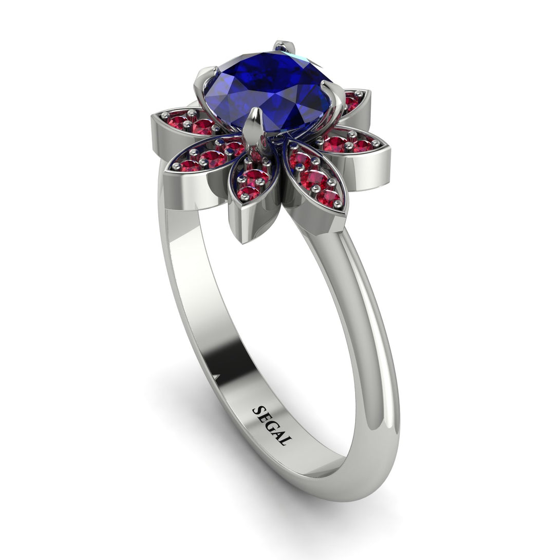 Round Sapphire Flower Ring - Michelle No. 60
